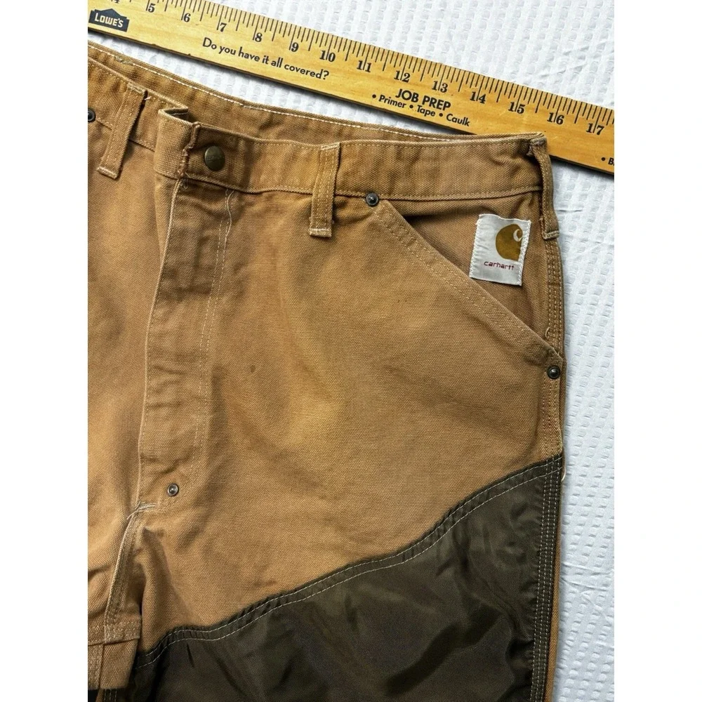 Mens Vintage Carhartt Double Knee Tan/Brown Brush‎ Pants  38x30 • USA 0298